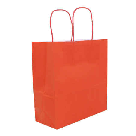 Sac en Papier Kraft Rouge avec Anses 100g/m² 22+9x23cm (250 Utés)