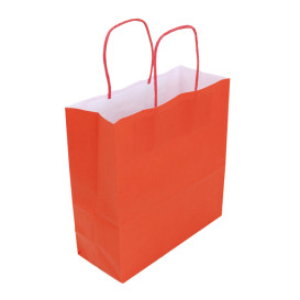 Sac en Papier Kraft Rouge avec Anses 100g/m² 22+9x23cm (250 Utés)