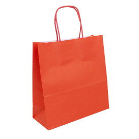 Sac en Papier Kraft Rouge avec Anses 100g/m² 22+9x23cm (250 Utés)