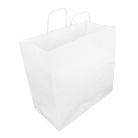 Sac en papier Kraft Blanc avec Anses 100g/m² 35+18x34cm (25 Utés)