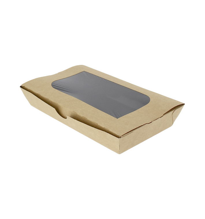 Papieren take-out Container "Premium" 19x10x3,5cm 480ml (25 stuks) 