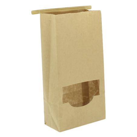 Sac SOS Kraft avec fermeture et fenêtre 12+6x23,5cm (1000 Utés)