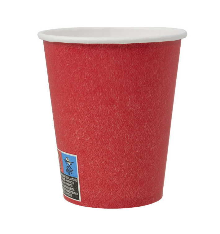 Gobelet en Carton sans Plastique 9 Oz/250ml "Colors" Rouge Ø8,0cm (20 Utés)