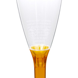 Plastic stam fluitglas Mousserende Wijn oranje transparant 120ml 2P (200 stuks)