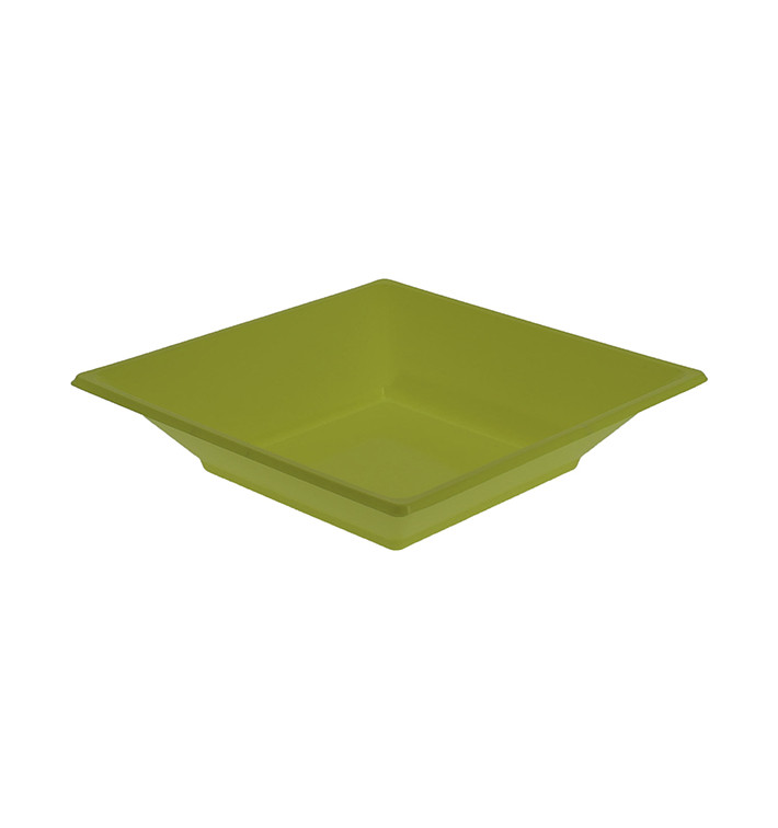 Assiette Plastique Creuse Carrée Pistache 170mm (5 Unités)