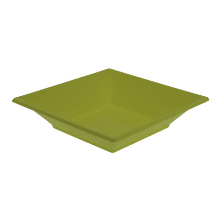 Assiette Plastique Creuse Carrée Pistache 17cm (5 Utés)