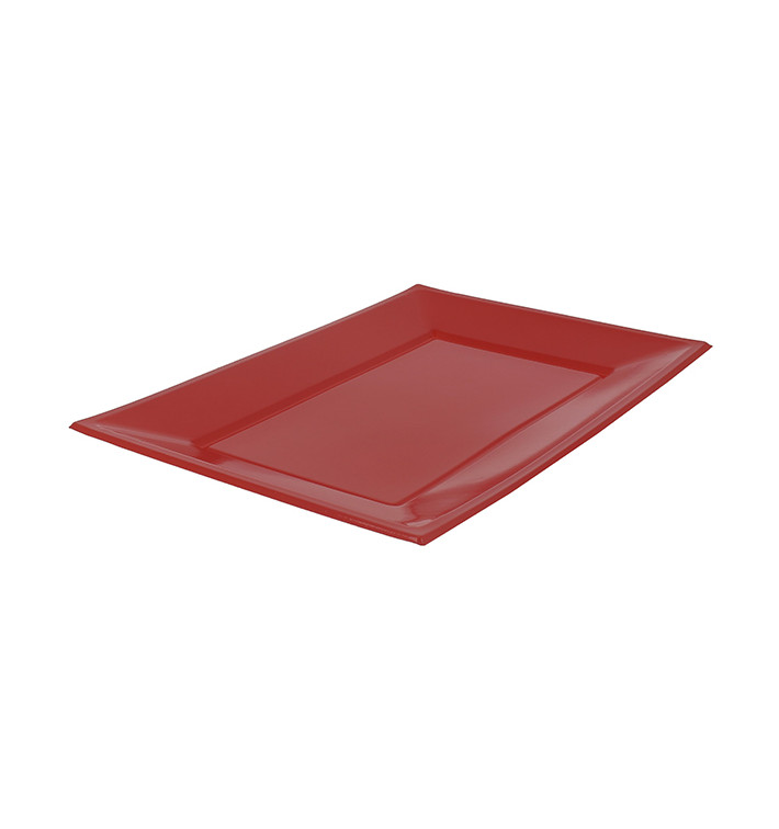 Plateau Plastique Rouge Rectang. 330x225mm (25 Utés)