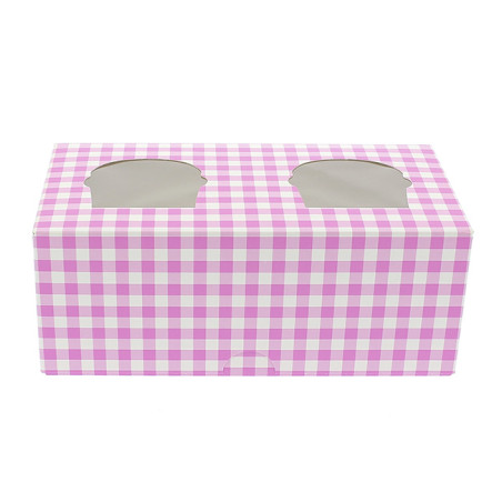 Boîte pour 2 Cupcakes Rose avec insert (160 Unités)