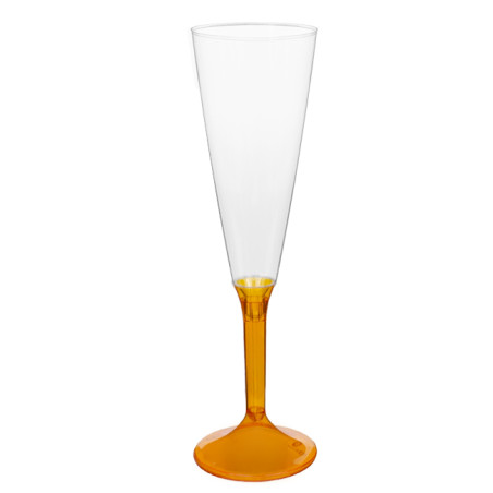 Herbruikbaar Champagneglazen/flutes 160ml PS oranje transparante voet (20 stuks)