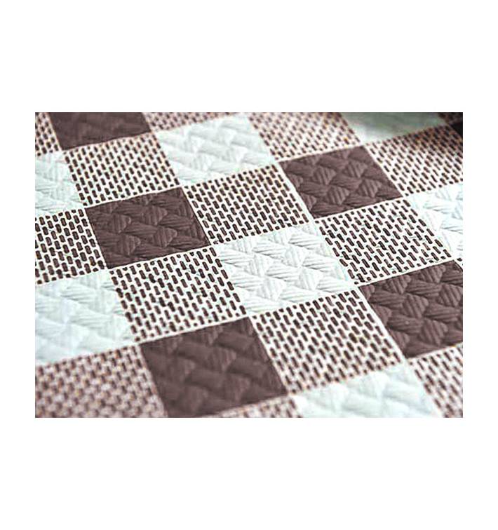 Voorgesneden papieren tafelkleed bruin Checkers 40g 1,2x1,2m (400 stuks)