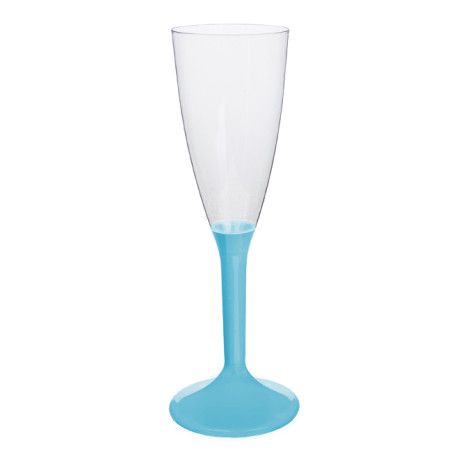 Flûte à Champagne Réutilisable PS Pied Turquoise 120ml 2pcs (20 Utés)