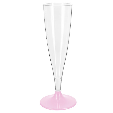 Flûte à Champagne Réutilisable Durable PS Pied Rose 140ml 2pcs (48 Utés)