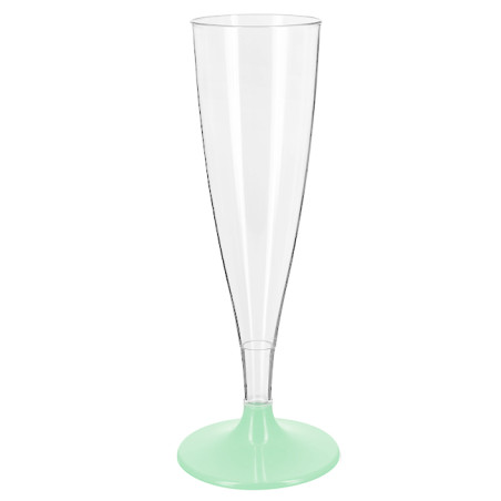 Flûte à Champagne Réutilisable Durable PS Pied Vert 140ml 2pcs (6 Utés)