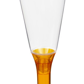 Flûte Champagne Plastique Pied Orange Transp.160ml 2P (20 Utés)