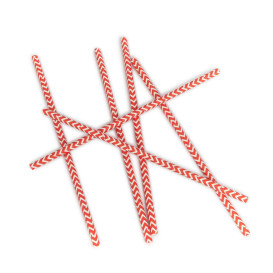 Paille Droite Papier Rouge et Blanc Ø6mm 20cm (6000 Utés)