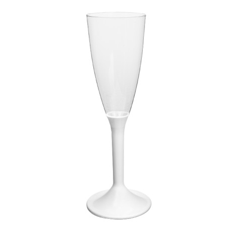 Herbruikbaar Durable Champagneglazen/flutes 120ml PS witte voet (20 stuks)