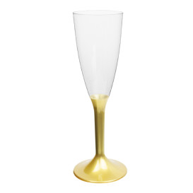 Flûte Champagne Plastique Pied Or 120ml 2P (200 Utés)