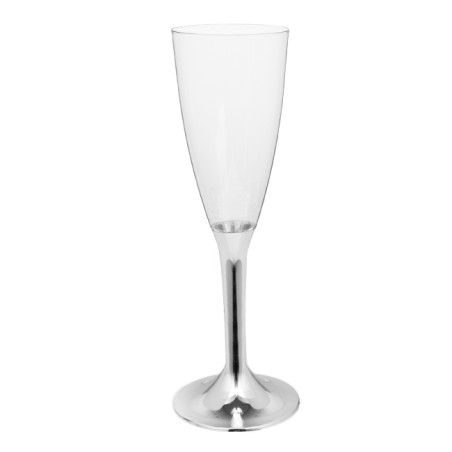 Herbruikbaar Champagneglazen/flutes 120ml PS voet zilver chroom (200 stuks)