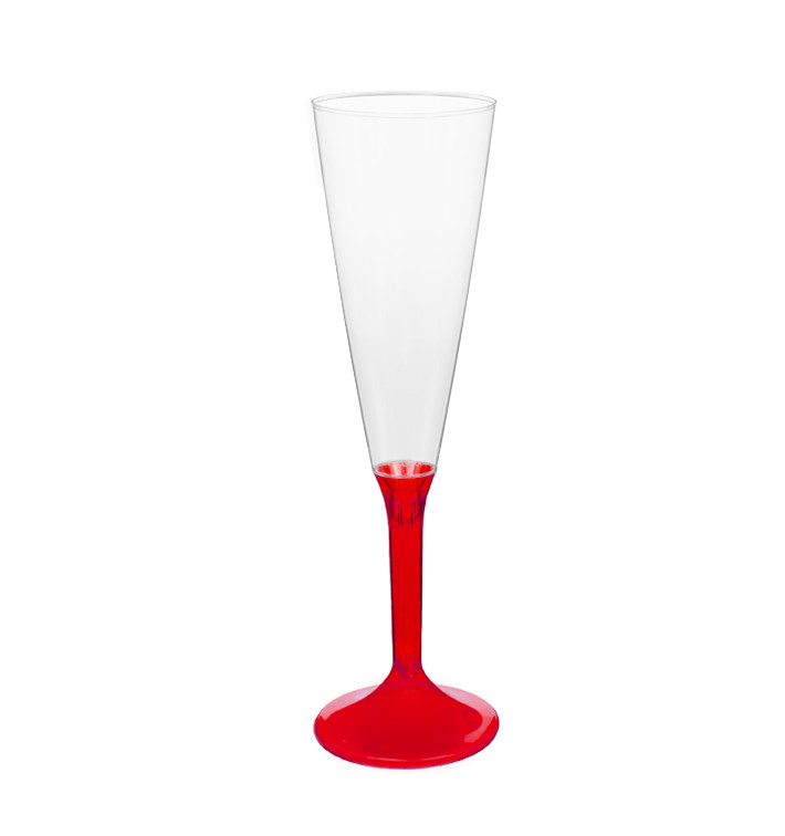 Plastic stam fluitglas Mousserende Wijn rood transparant 160ml 2P (20 stuks)