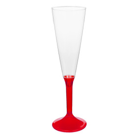 Plastic stam fluitglas Mousserende Wijn rood transparant 160ml 2P (200 stuks)