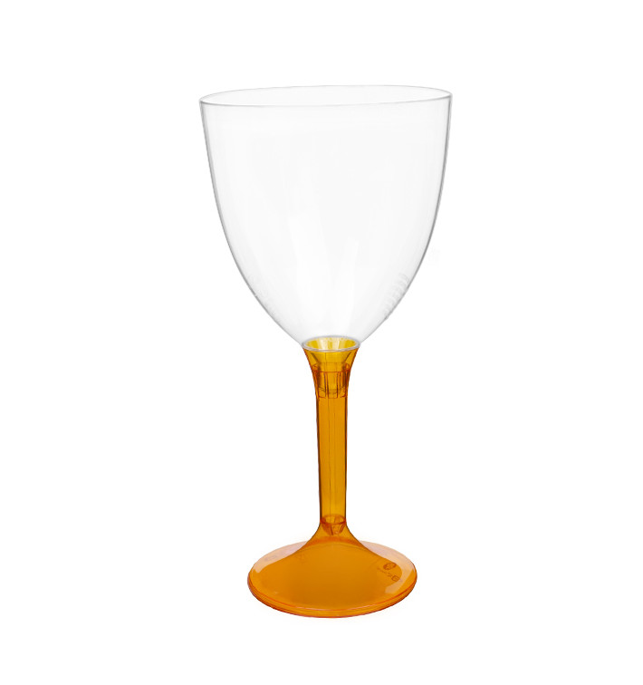 Verre en Plastique Vin Pied Orange Transp. 300ml 2P (20 Utés)