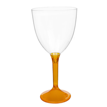 Verre à Vin Réutilisable PS Pied Orange Transp. 300ml 2P (20 Utés)