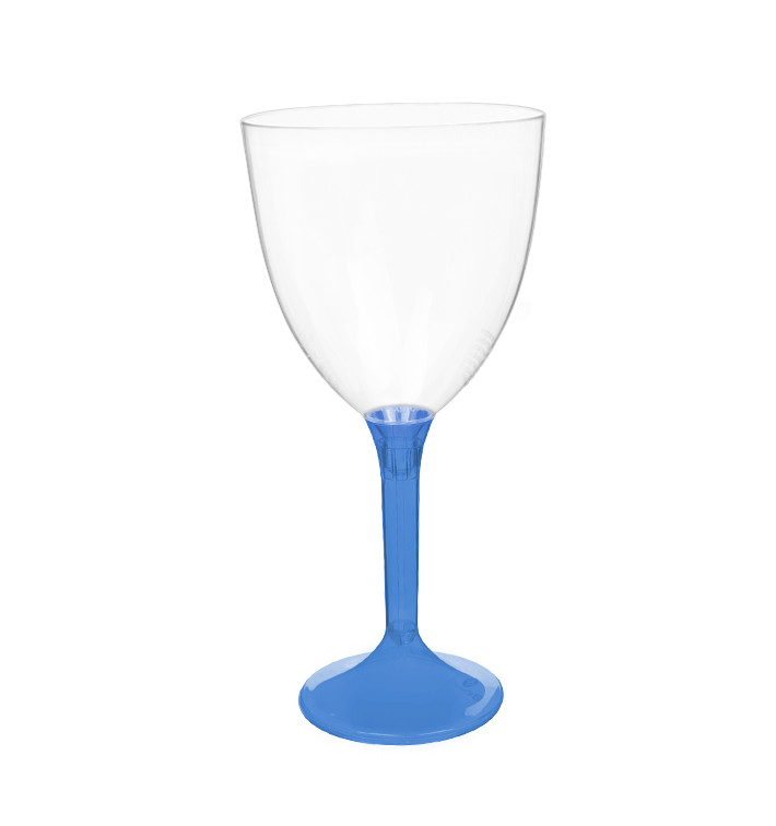 Verre en Plastique Vin Pied Bleu Transp. 300ml 2P (200 Utés)