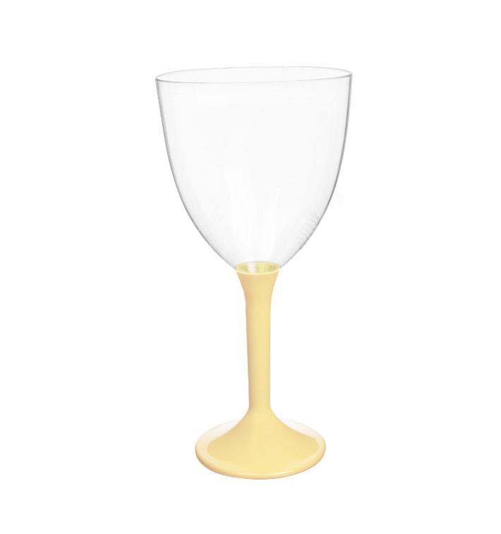 Verre en Plastique Vin Pied Creme 300ml 2P (20 Utés)