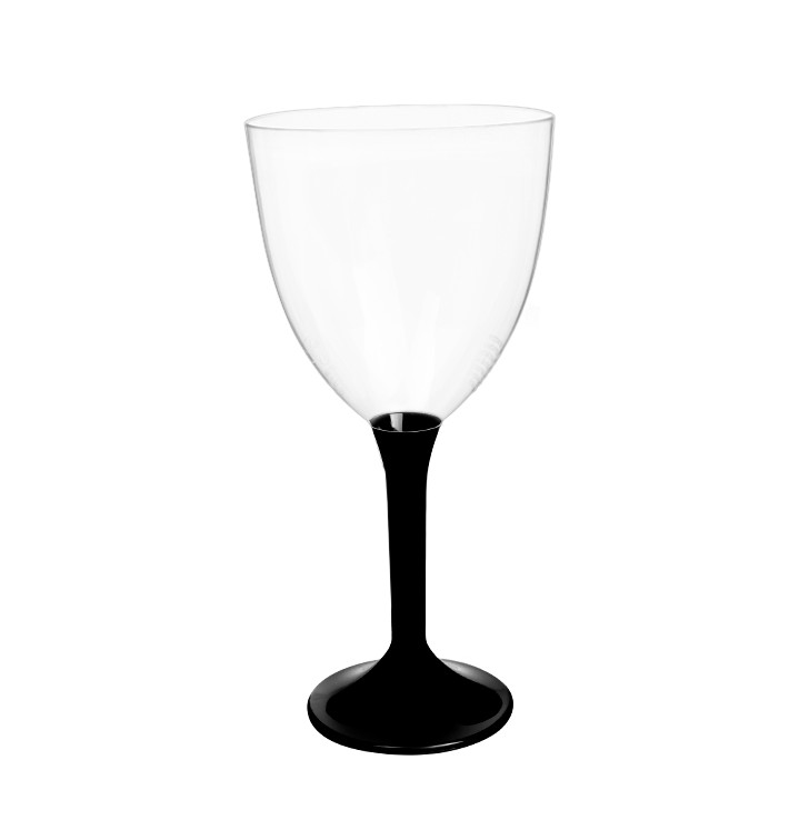 Verre en Plastique Vin Pied Noir 300ml (20 Utés)