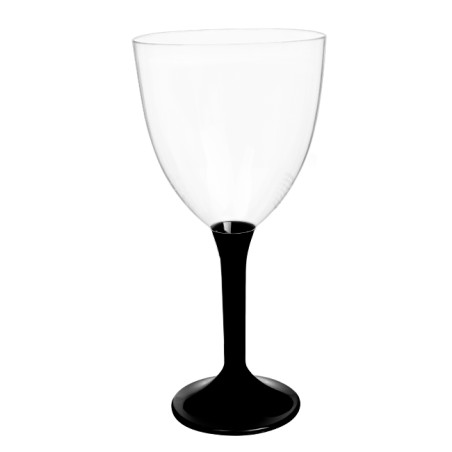 Verre à Vin Réutilisable PS Pied Noir 300ml (20 Utés)