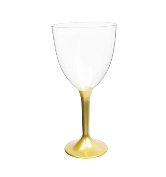 Verre en Plastique Vin Pied Or 300ml 2P (20 Utés)