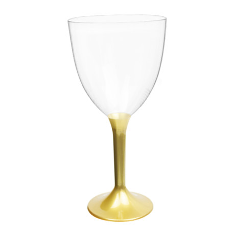 Verre à Vin Réutilisable PS Cristal Pied Or 300ml 2P (200 Utés)