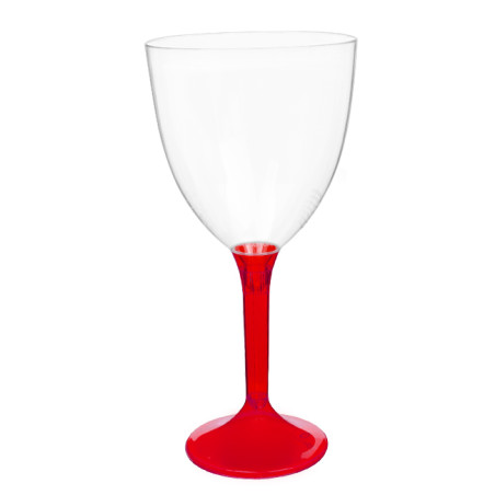 Verre à Vin Réutilisable PS Pied Rouge Transp. 300ml 2P (20 Utés)