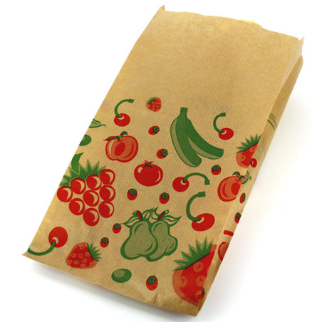 Papieren voedsel zak Fruit Design 14+7x28cm (100 stuks) 