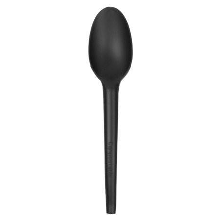 Cuillère Biodégradable Réutilisable CPLA Noire 16,5cm (25 Utés)