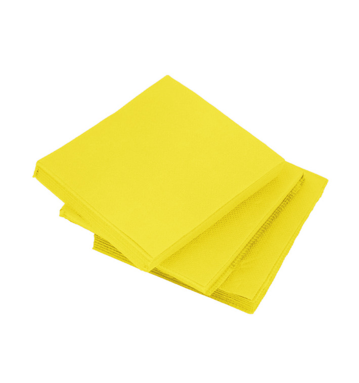 Serviette en Papier Micro Point 20x20cm Jaune (90 Utés)