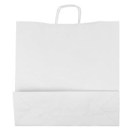 Sac en papier Blanc avec Anses Kraft 100g/m² 44+15x46cm (25 Utés)