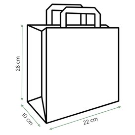 Sac en Papier Kraft Blanc avec Anses 100g/m² 22+11x27cm (25 Utés)