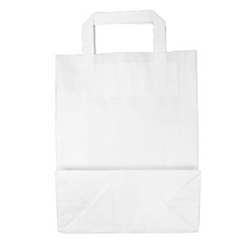 Sac en Papier Kraft Blanc avec Anses 100g/m² 22+11x27cm (25 Utés)