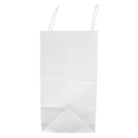 Sac en Papier Kraft Blanc avec Anses 100g/m² 27+14x26cm (25 Utés)