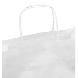 Sac en Papier Kraft Blanc avec Anses 90g/m² 32+16x31cm (50 Utés)