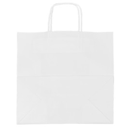 Sac en Papier Kraft Blanc avec Anses 90g/m² 32+16x31cm (50 Utés)