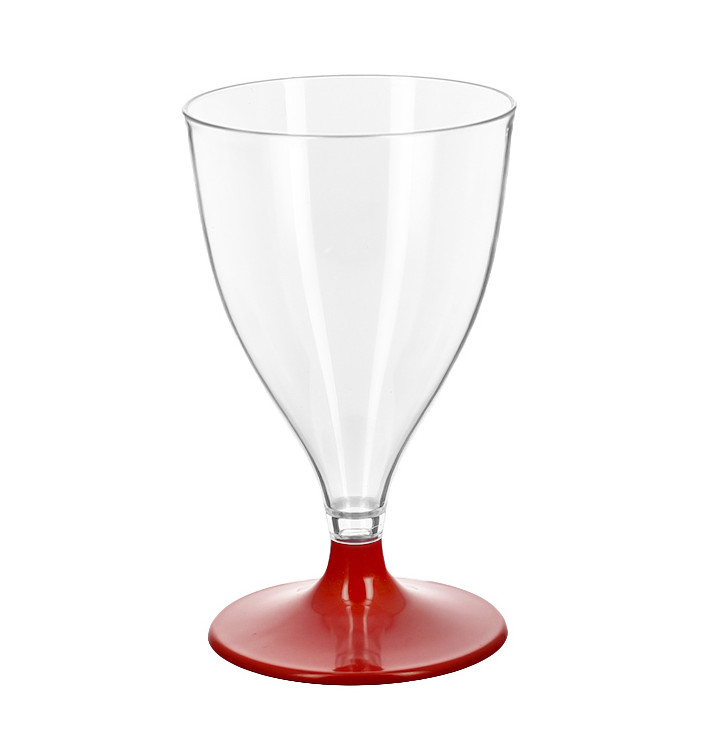 Verre Réutilisable PS Eau/Vin Pied Rouge 200ml 2P (48 Utés)