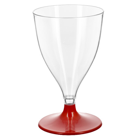 Verre à Vin Réutilisable Durable PS Pied Rouge 200ml 2pcs (48 Utés)