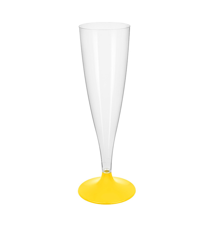 Plastic stam fluitglas Mousserende Wijn geel 140ml 2P (400 stuks)