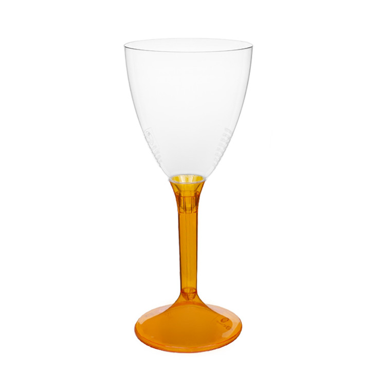 Verre Plastique Vin Pied Orange Transp. 180ml 2P (20 Utés)