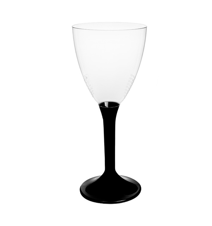 Verre Plastique Vin Pied Noir 180ml 2P (200 Utés)