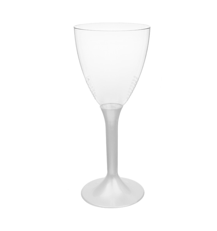 Verre Plastique Vin Pied Blanc Perlé 180ml 2P (200 Utés)