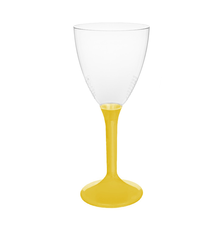 Verre Plastique Vin Pied Jaune 180ml 2P (200 Utés)