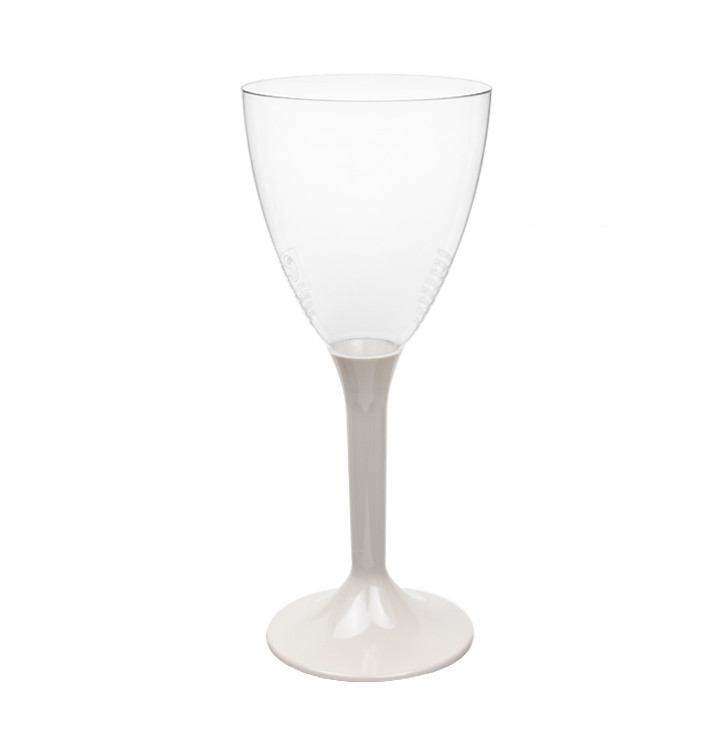 Verre Plastique Vin Pied Beige 180ml 2P (20 Utés)